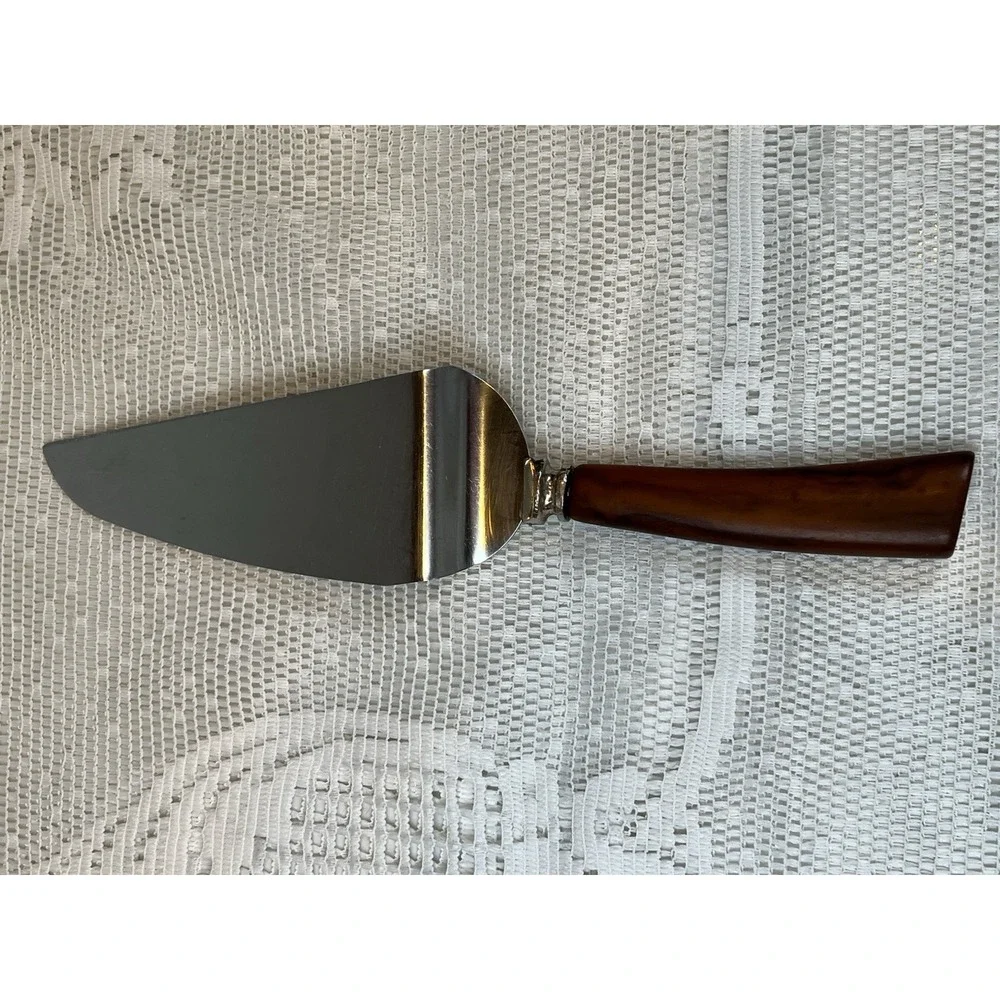 Pie Server Cake Slicer Stainless Steel Marbled Bakelite Style‎ Handle Vintage